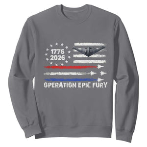 Operation Epic Fury 1776 2026 American Flag Aviation Sweatshirt Freedom Anniversary Statement TS02 Charcoal Print Your Wear