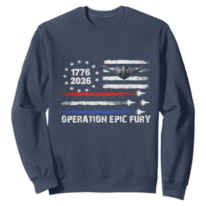 Operation Epic Fury 1776 2026 American Flag Aviation Sweatshirt Freedom Anniversary Statement TS02 Navy Print Your Wear