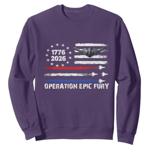 Operation Epic Fury 1776 2026 American Flag Aviation Sweatshirt Freedom Anniversary Statement TS02 Purple Print Your Wear