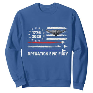 Operation Epic Fury 1776 2026 American Flag Aviation Sweatshirt Freedom Anniversary Statement TS02 Royal Blue Print Your Wear
