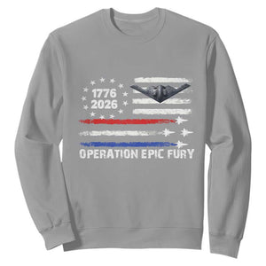 Operation Epic Fury 1776 2026 American Flag Aviation Sweatshirt Freedom Anniversary Statement TS02 Sport Gray Print Your Wear