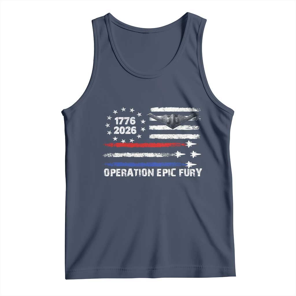 Operation Epic Fury 1776 2026 American Flag Aviation Tank Top Freedom Anniversary Statement TS02 Navy Print Your Wear