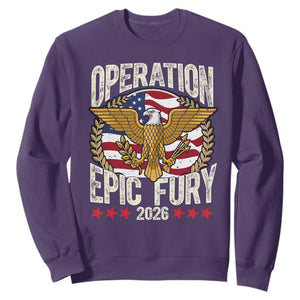 Operation Epic Fury 2026 Patriotic Eagle Crest Sweatshirt American Strength and Freedom TS02 Purple Print Your Wear