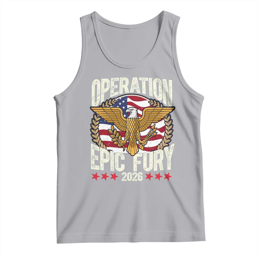 Operation Epic Fury 2026 Patriotic Eagle Crest Tank Top American Strength and Freedom TS02 Athletic Heather Print Your Wear