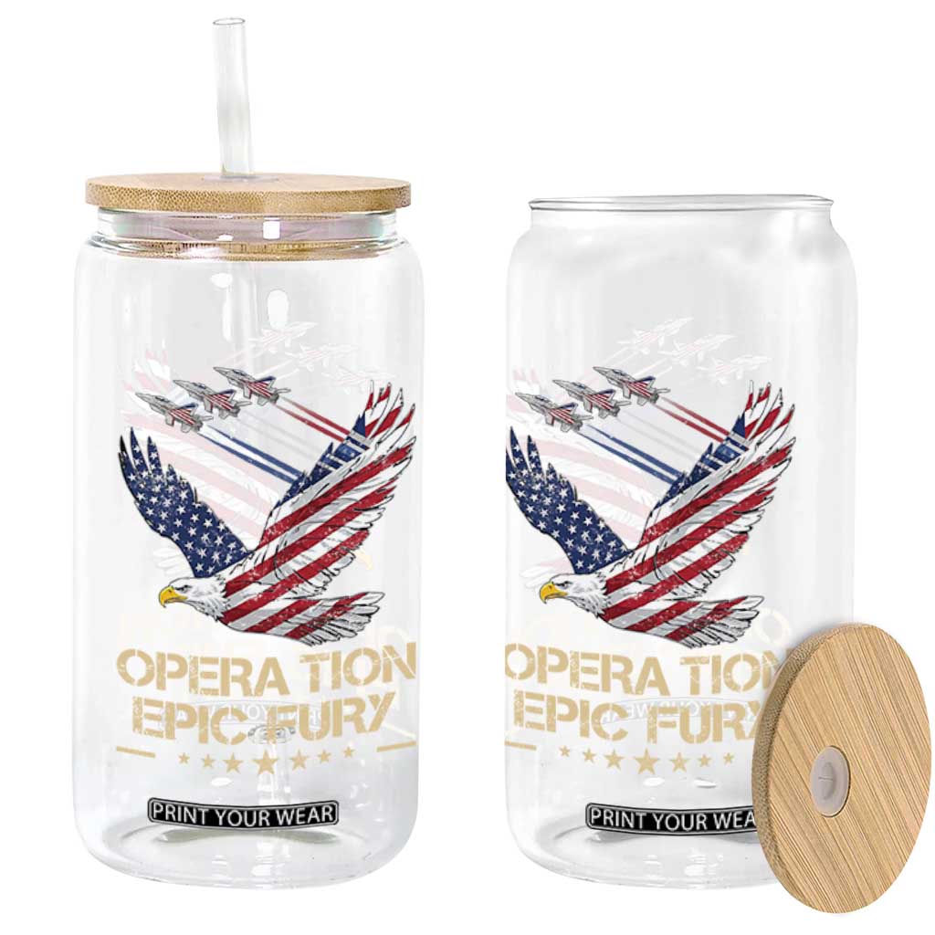 Operation Epic Fury American Eagle Flag Glass Can Jet Flyover USA Freedom TS02 Print Your Wear