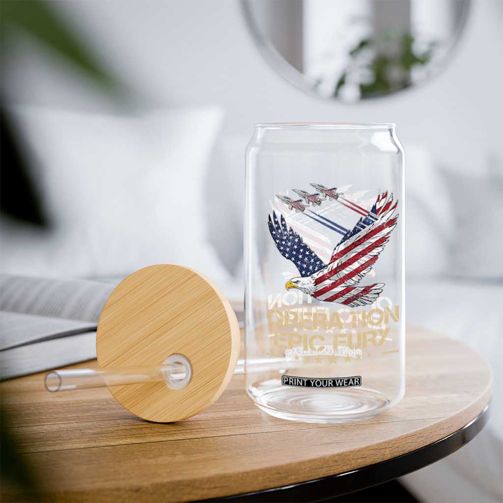 Operation Epic Fury American Eagle Flag Glass Can Jet Flyover USA Freedom TS02 Print Your Wear