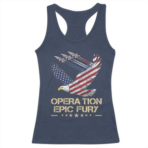 Operation Epic Fury American Eagle Flag Racerback Tank Top Jet Flyover USA Freedom TS02 Navy Print Your Wear