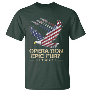 Operation Epic Fury American Eagle Flag T Shirt Jet Flyover USA Freedom TS02 Dark Forest Green Print Your Wear
