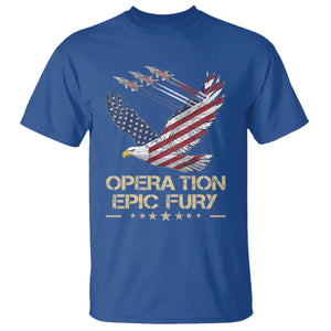 Operation Epic Fury American Eagle Flag T Shirt Jet Flyover USA Freedom TS02 Royal Blue Print Your Wear