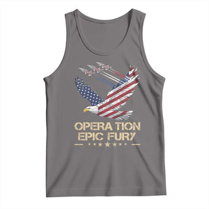Operation Epic Fury American Eagle Flag Tank Top Jet Flyover USA Freedom TS02 Deep Heather Print Your Wear