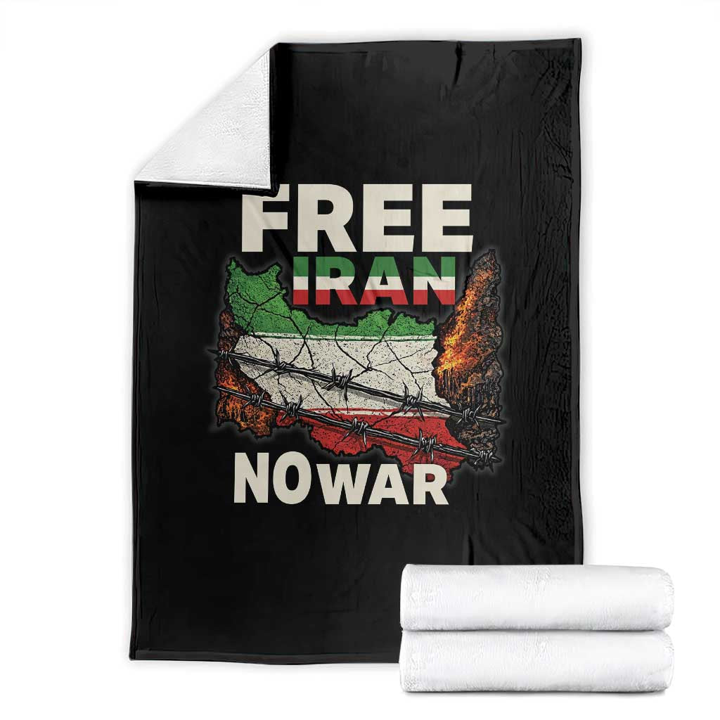 Free Iran No War Protest Graphic Throw Blanket Barbed Wire Freedom Human Rights Solidarity TS02 Black Print Your Wear
