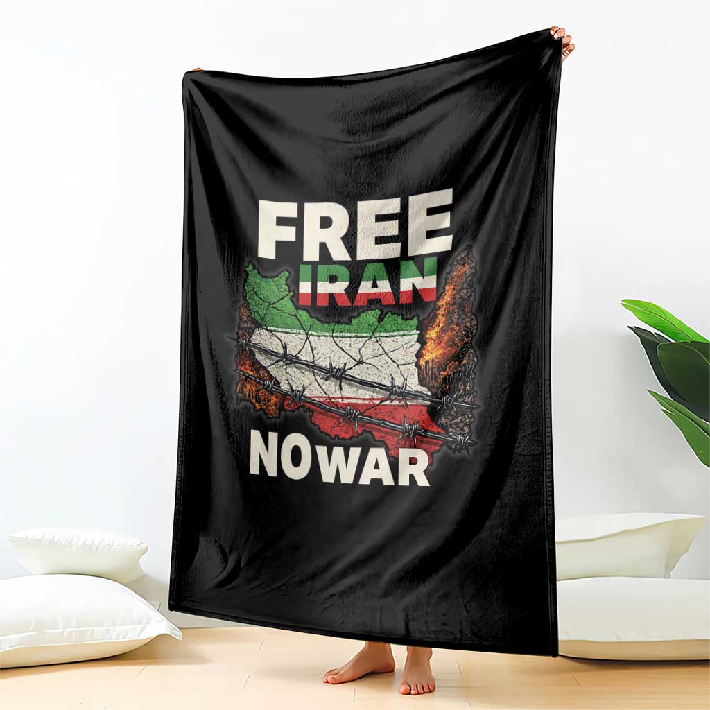 Free Iran No War Protest Graphic Throw Blanket Barbed Wire Freedom Human Rights Solidarity TS02 Print Your Wear
