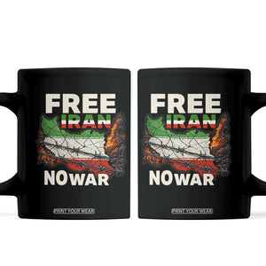 Free Iran No War Protest Graphic Coffee Mug Barbed Wire Freedom Human Rights Solidarity TS02 Black Print Your Wear