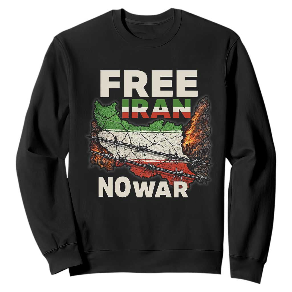 Free Iran No War Protest Graphic Sweatshirt Barbed Wire Freedom Human Rights Solidarity TS02 Black Print Your Wear
