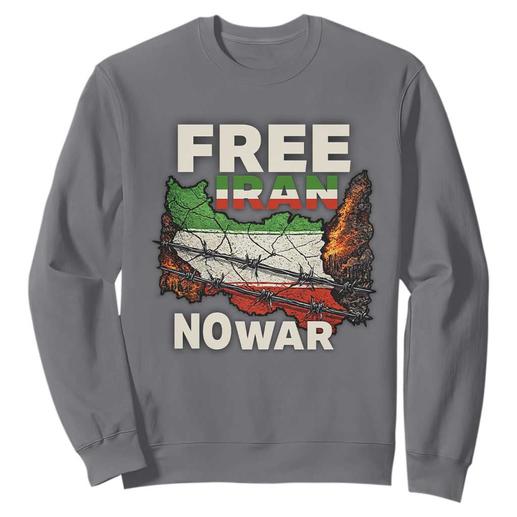 Free Iran No War Protest Graphic Sweatshirt Barbed Wire Freedom Human Rights Solidarity TS02 Charcoal Print Your Wear