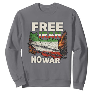 Free Iran No War Protest Graphic Sweatshirt Barbed Wire Freedom Human Rights Solidarity TS02 Charcoal Print Your Wear