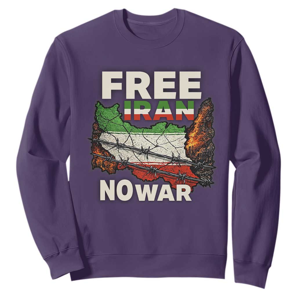 Free Iran No War Protest Graphic Sweatshirt Barbed Wire Freedom Human Rights Solidarity TS02 Purple Print Your Wear