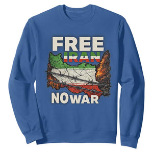 Free Iran No War Protest Graphic Sweatshirt Barbed Wire Freedom Human Rights Solidarity TS02 Royal Blue Print Your Wear