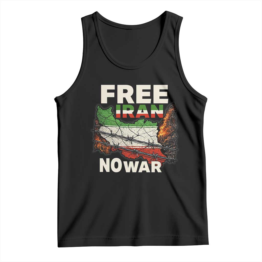 Free Iran No War Protest Graphic Tank Top Barbed Wire Freedom Human Rights Solidarity TS02 Black Print Your Wear