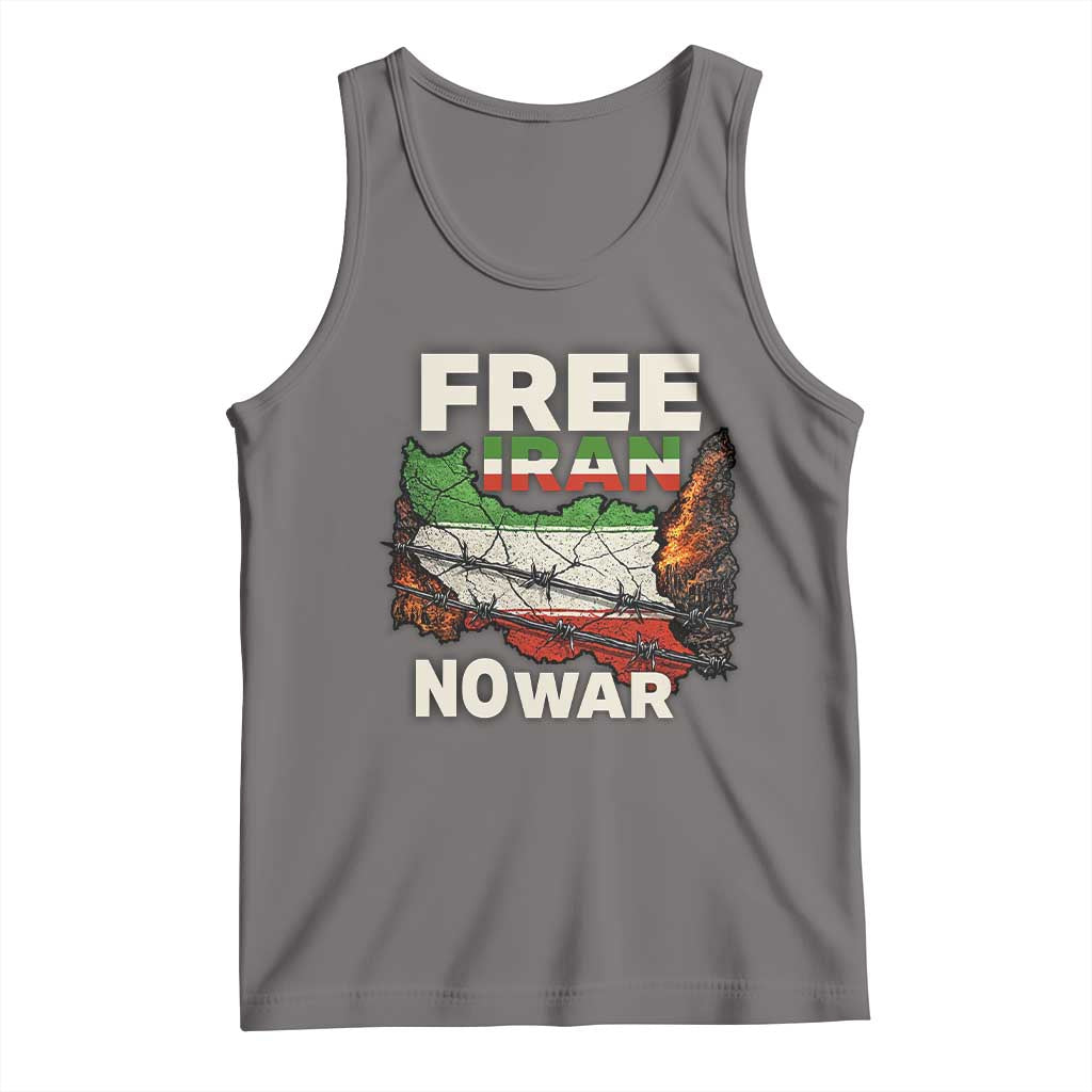 Free Iran No War Protest Graphic Tank Top Barbed Wire Freedom Human Rights Solidarity TS02 Deep Heather Print Your Wear