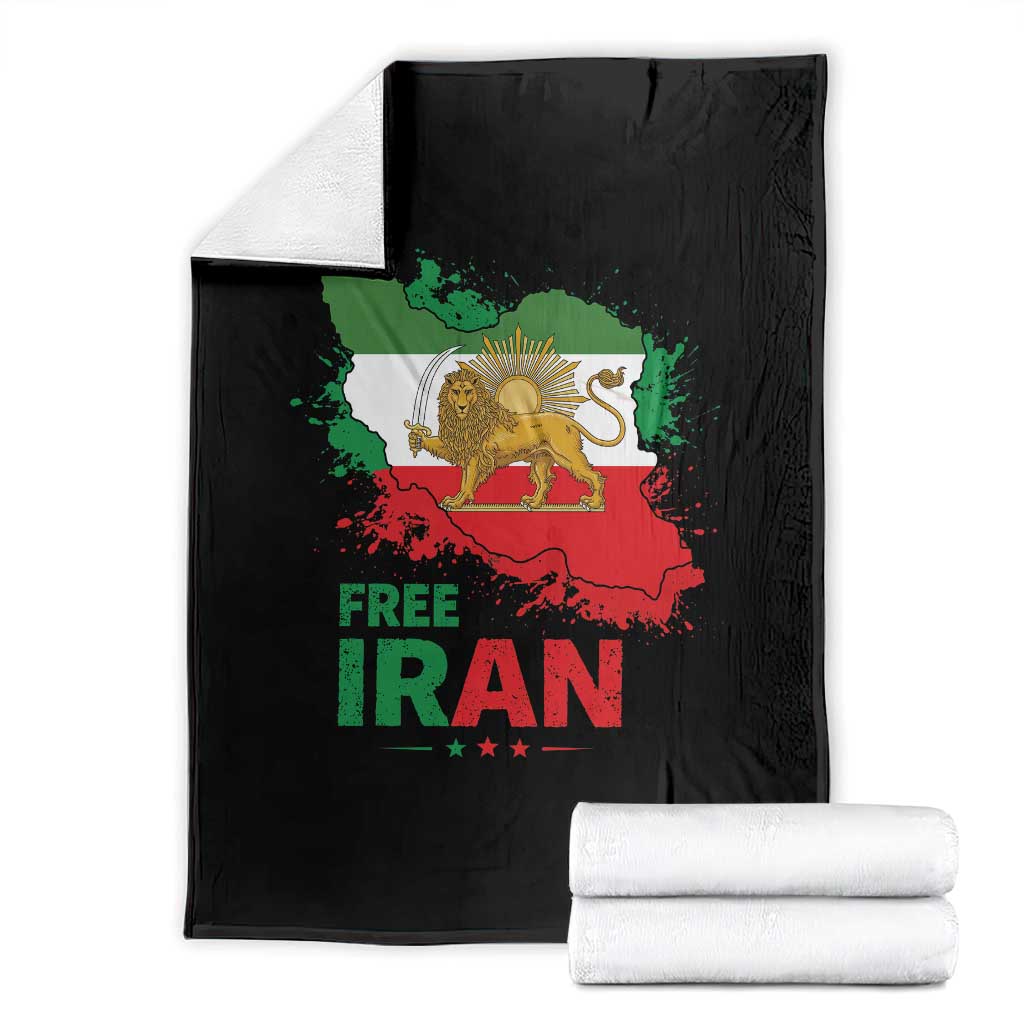 Free Iran Lion And Sun Map Graphic Throw Blanket Persian Heritage Freedom Support TS02 Black Print Your Wear