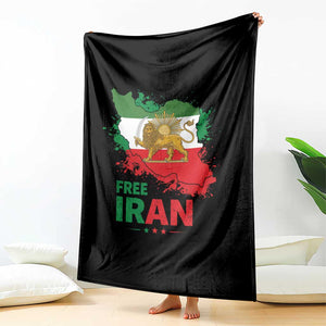 Free Iran Lion And Sun Map Graphic Throw Blanket Persian Heritage Freedom Support TS02 Print Your Wear