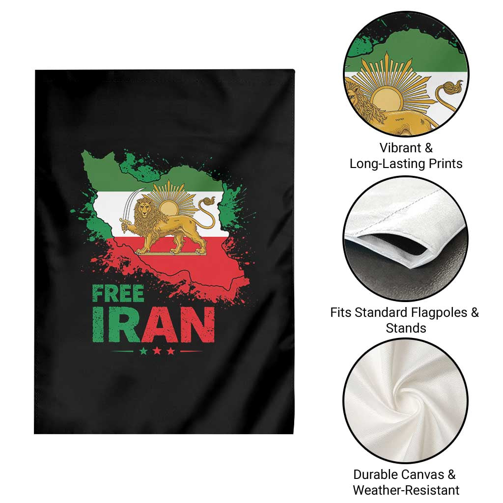 Free Iran Lion And Sun Map Graphic Garden Flag Persian Heritage Freedom Support TS02 Print Your Wear