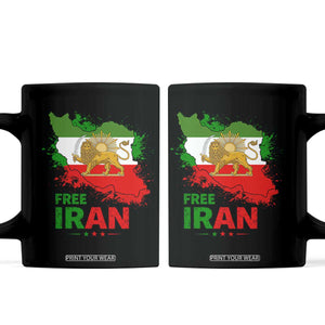 Free Iran Lion And Sun Map Graphic Coffee Mug Persian Heritage Freedom Support TS02 Black Print Your Wear