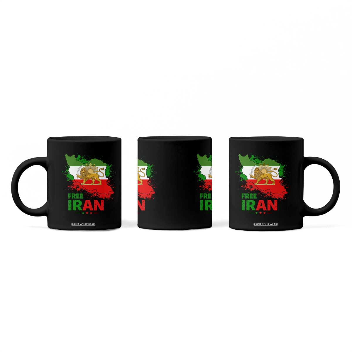 Free Iran Lion And Sun Map Graphic Coffee Mug Persian Heritage Freedom Support TS02 Print Your Wear