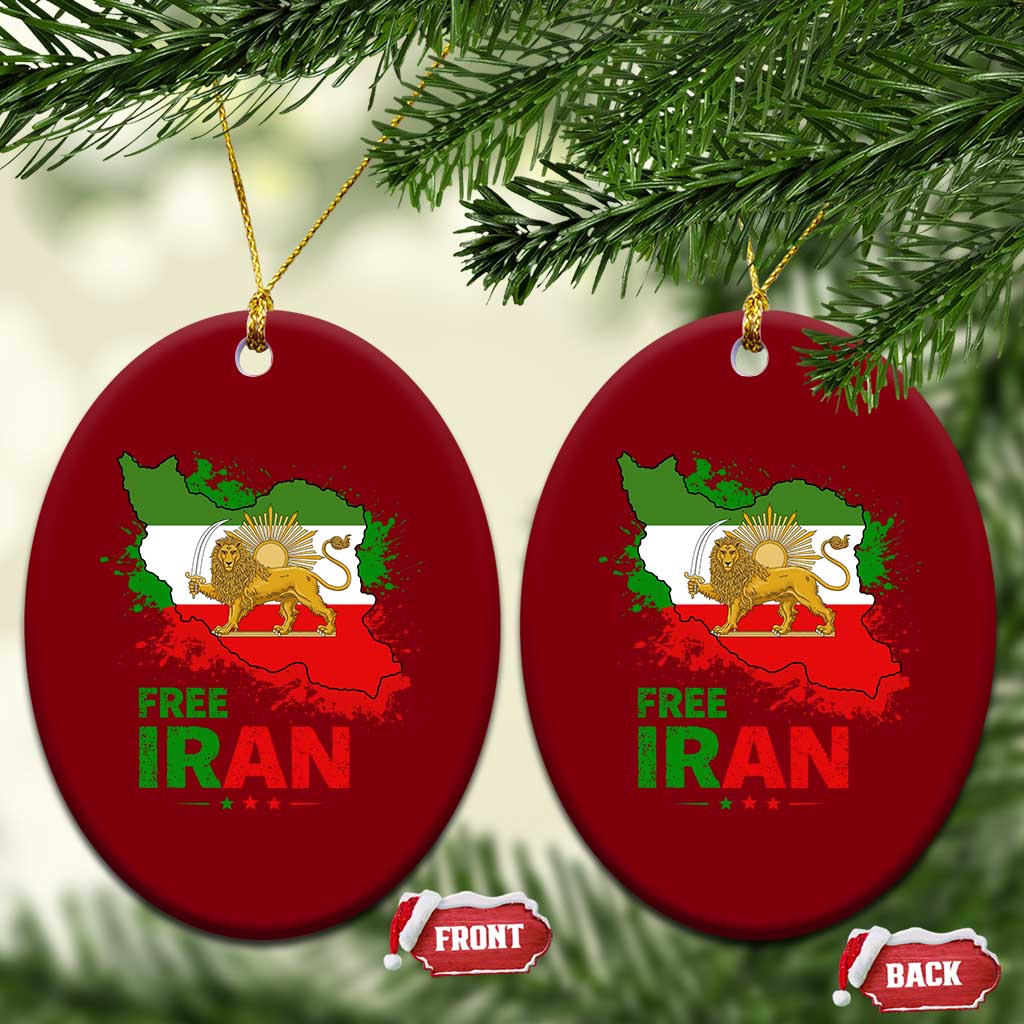 Free Iran Lion And Sun Map Graphic Ceramic Ornament Persian Heritage Freedom Support TS02 Print Your Wear