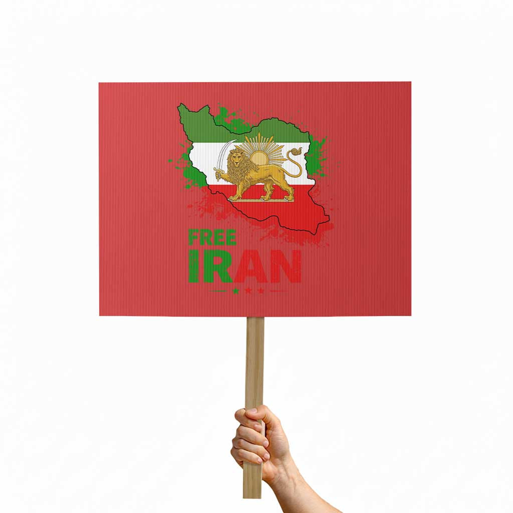 Free Iran Lion And Sun Map Graphic Protest Sign Persian Heritage Freedom Support TS02 Horizontal 18