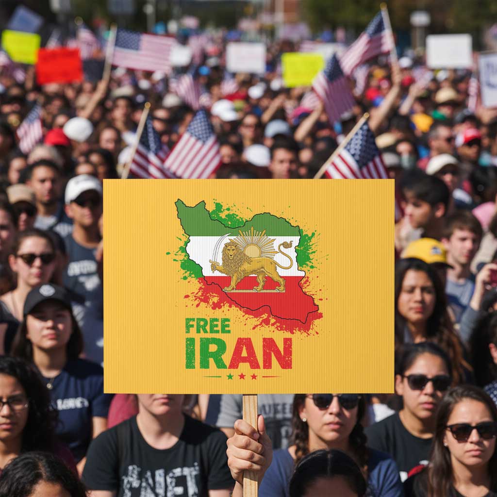 Free Iran Lion And Sun Map Graphic Protest Sign Persian Heritage Freedom Support TS02 Horizontal 18