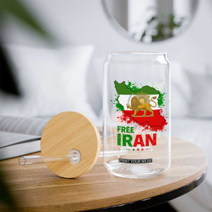 Free Iran Lion And Sun Map Graphic Glass Can Persian Heritage Freedom Support TS02 Print Your Wear