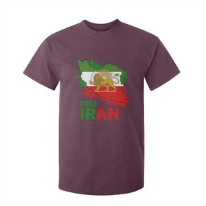 Free Iran Lion And Sun Map Graphic T Shirt For Kid Persian Heritage Freedom Support TS02 Maroon Print Your Wear