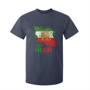 Free Iran Lion And Sun Map Graphic T Shirt For Kid Persian Heritage Freedom Support TS02 Navy Print Your Wear