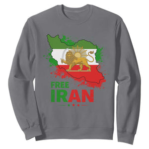 Free Iran Lion And Sun Map Graphic Sweatshirt Persian Heritage Freedom Support TS02 Charcoal Print Your Wear