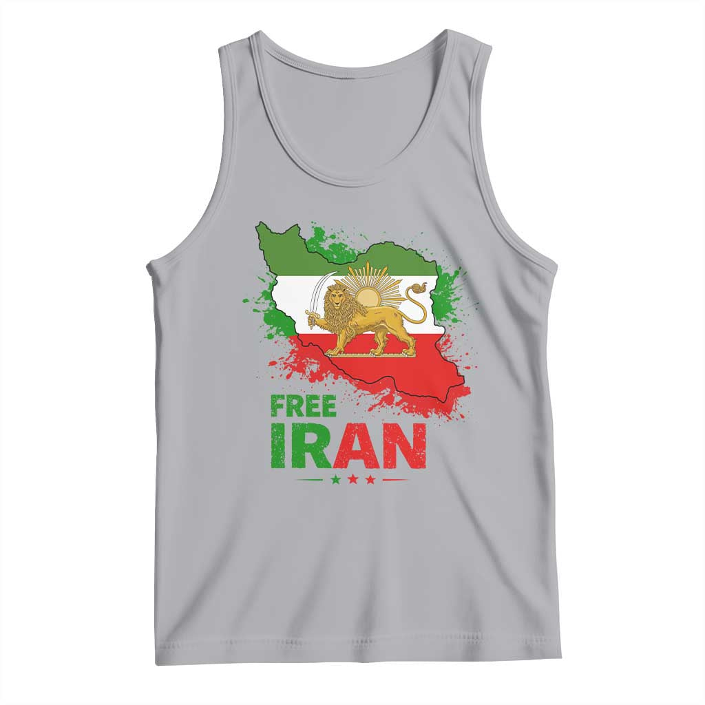Free Iran Lion And Sun Map Graphic Tank Top Persian Heritage Freedom Support TS02 Athletic Heather Print Your Wear