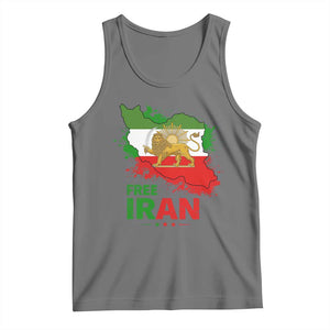 Free Iran Lion And Sun Map Graphic Tank Top Persian Heritage Freedom Support TS02 Black Heather Print Your Wear