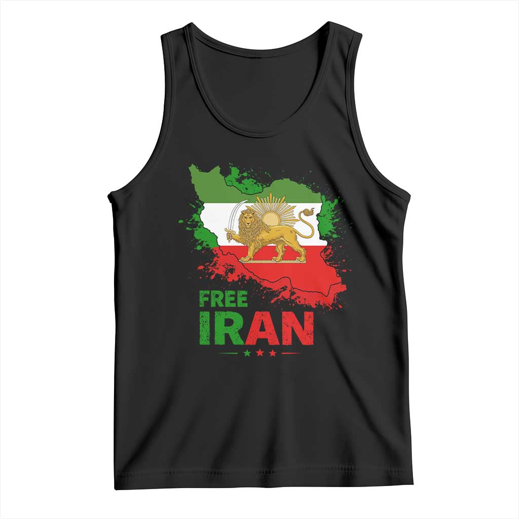 Free Iran Lion And Sun Map Graphic Tank Top Persian Heritage Freedom Support TS02 Black Print Your Wear