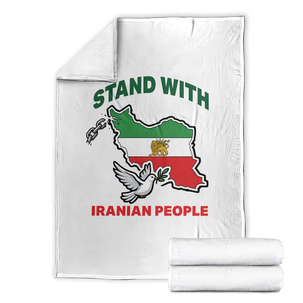 Stand With Iranian People Peace Dove Throw Blanket Iran Map Flag Freedom Human Rights Support TS02 White Print Your Wear