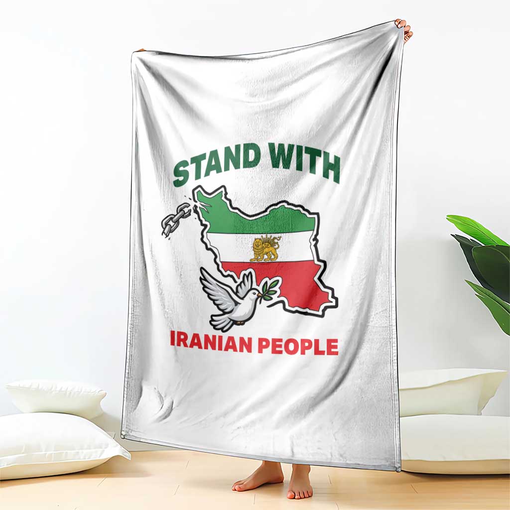 Stand With Iranian People Peace Dove Throw Blanket Iran Map Flag Freedom Human Rights Support TS02 Print Your Wear