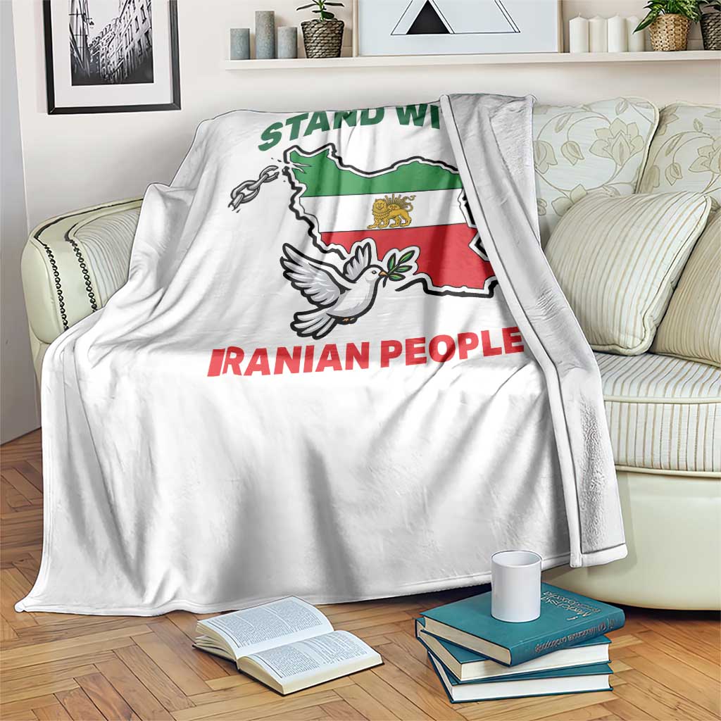 Stand With Iranian People Peace Dove Throw Blanket Iran Map Flag Freedom Human Rights Support TS02 Print Your Wear