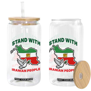 Stand With Iranian People Peace Dove Glass Can Iran Map Flag Freedom Human Rights Support TS02 Print Your Wear