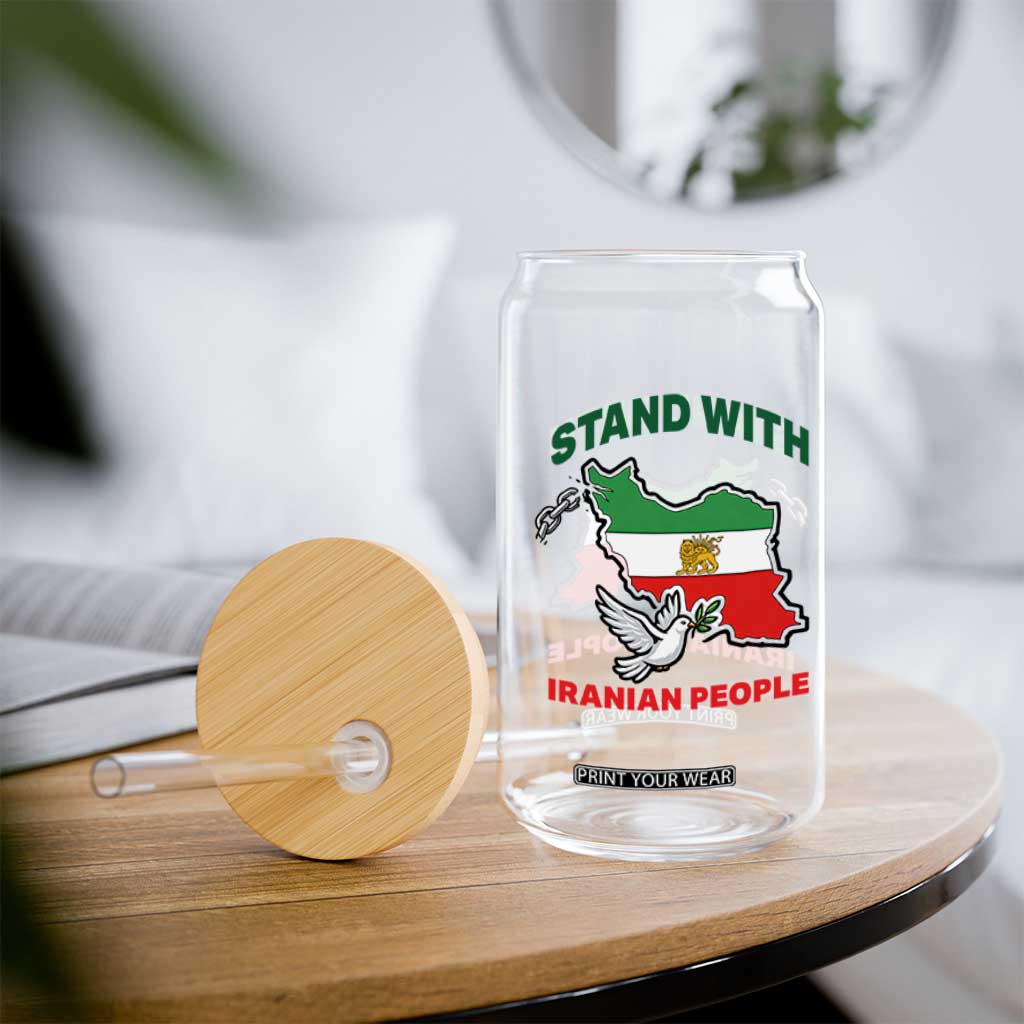 Stand With Iranian People Peace Dove Glass Can Iran Map Flag Freedom Human Rights Support TS02 Print Your Wear