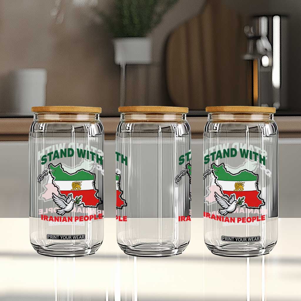 Stand With Iranian People Peace Dove Glass Can Iran Map Flag Freedom Human Rights Support TS02 Print Your Wear