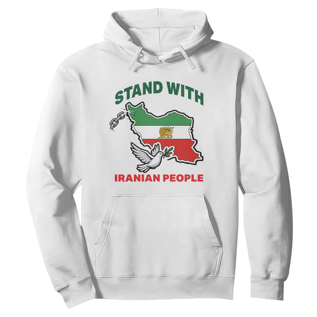 Stand With Iranian People Peace Dove Hoodie Iran Map Flag Freedom Human Rights Support TS02 White Print Your Wear