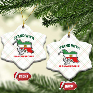 Stand With Iranian People Peace Dove Ceramic Ornament Iran Map Flag Freedom Human Rights Support TS02 Print Your Wear