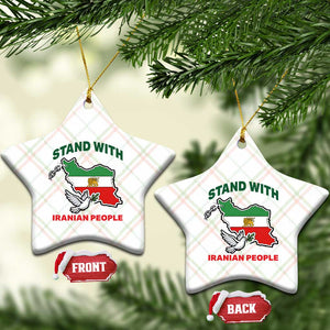 Stand With Iranian People Peace Dove Ceramic Ornament Iran Map Flag Freedom Human Rights Support TS02 Print Your Wear
