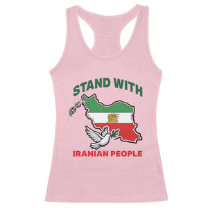 Stand With Iranian People Peace Dove Racerback Tank Top Iran Map Flag Freedom Human Rights Support TS02 Light Pink Print Your Wear