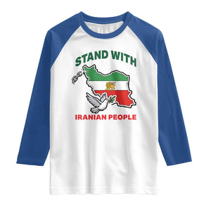 Stand With Iranian People Peace Dove Raglan Shirt Iran Map Flag Freedom Human Rights Support TS02 White Royal Print Your Wear